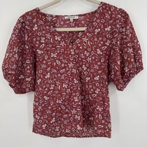 Madewell‎ Shirt Womens XXS Floral Puff Sleeve Boho Top Lightweight Blouse